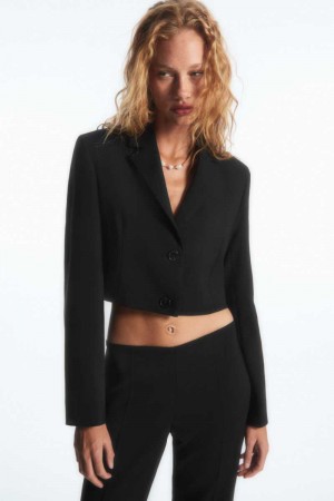 Blazer Donna COS Cropped Lana Vergine Nere | 1852403-QM