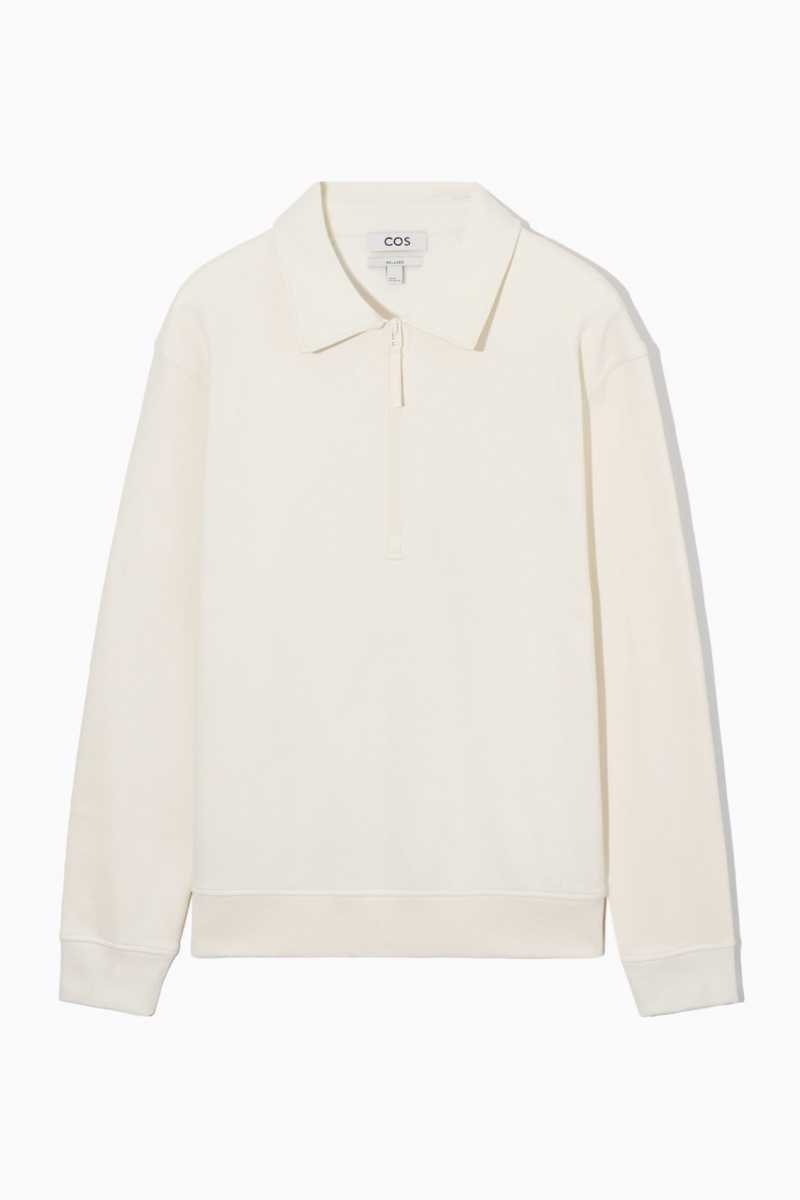 Felpe Uomo COS Collared Half-Zip Crema | 6549208-DZ