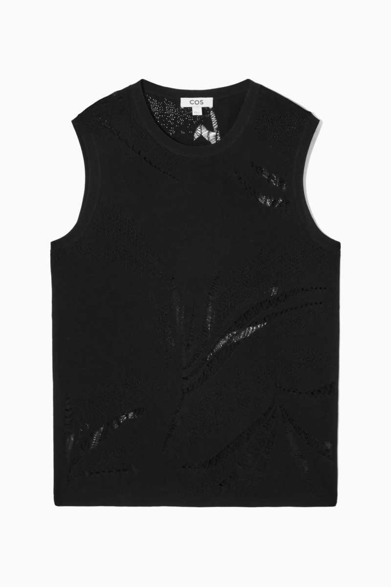 Gilet Donna COS Botanical Lavorato A Maglia Nere | 9874526-RT