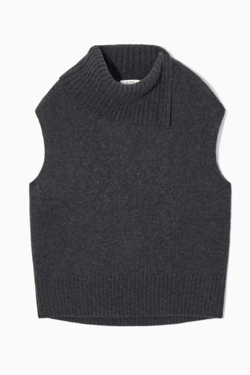 Gilet Donna COS High-Neck Pure Cashmere Tank Grigie Scuro | 2456701-LG