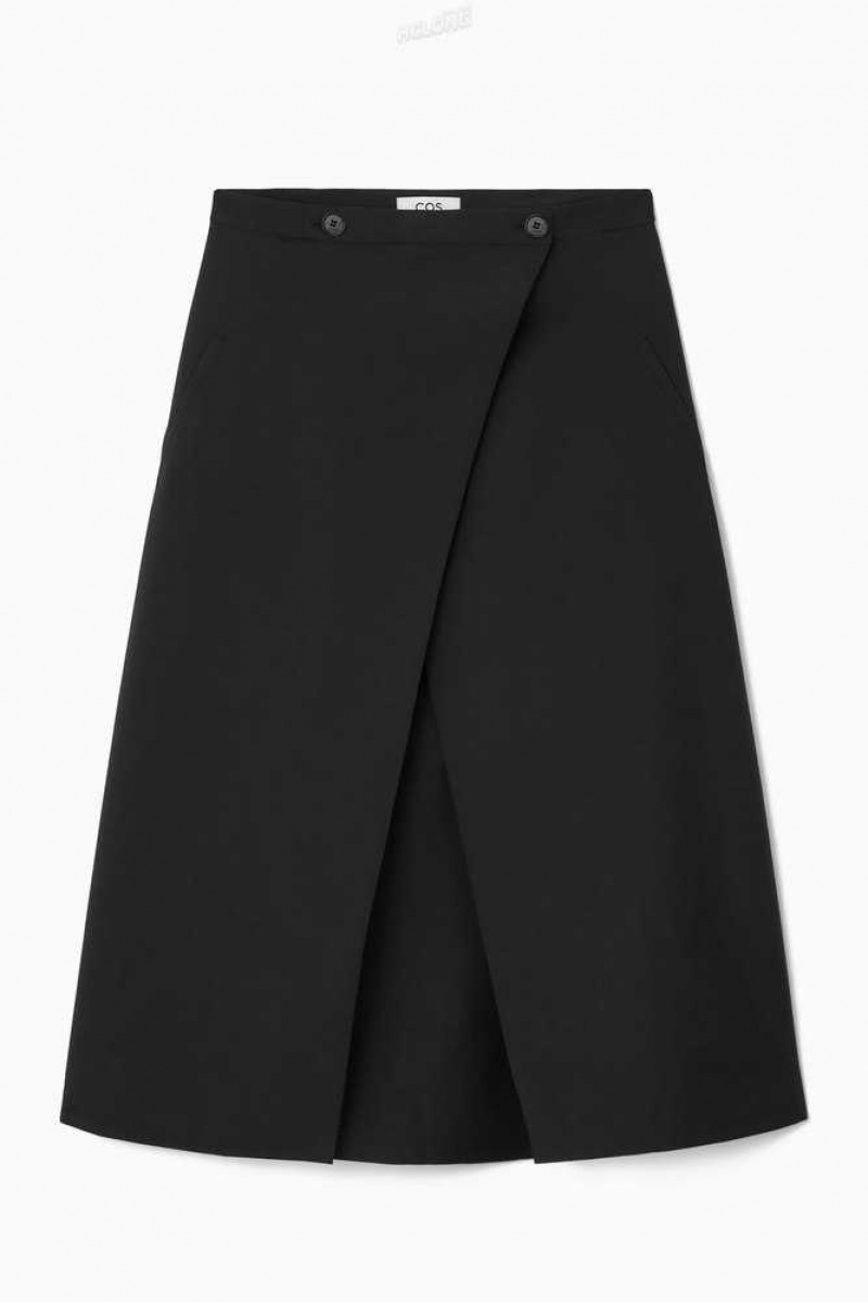 Gonne Donna COS Tailored Lana Vergine Midi Wrap Skirt | 5018947-KT