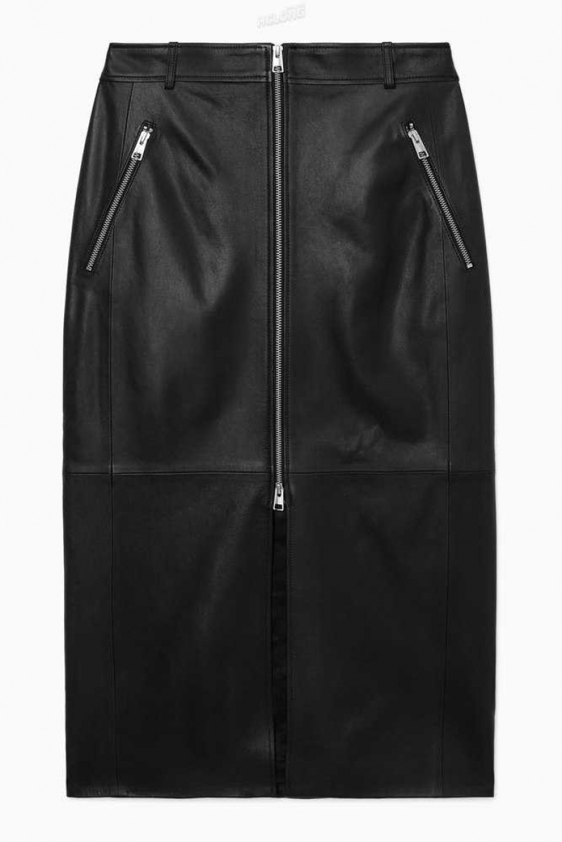 Gonne Donna COS Zip-Up Pelle Midi Skirt | 7648015-CV