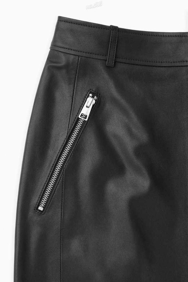 Gonne Donna COS Zip-Up Pelle Midi Skirt | 7648015-CV